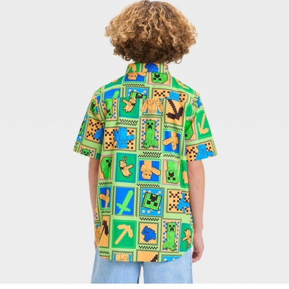 Minecraft Button Down Shirt For Boys - Picture 2 of 5